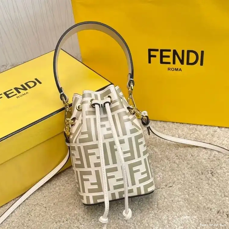 Cheap Motif Bag White FF In Mini Mon Calf Tresor Fendi Bucket Leather 0608